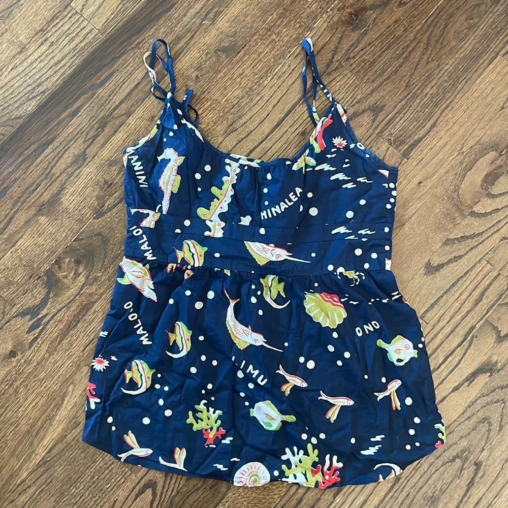 J Crew Sea Creatures Light Cotton Button-Back Beach Top 2006